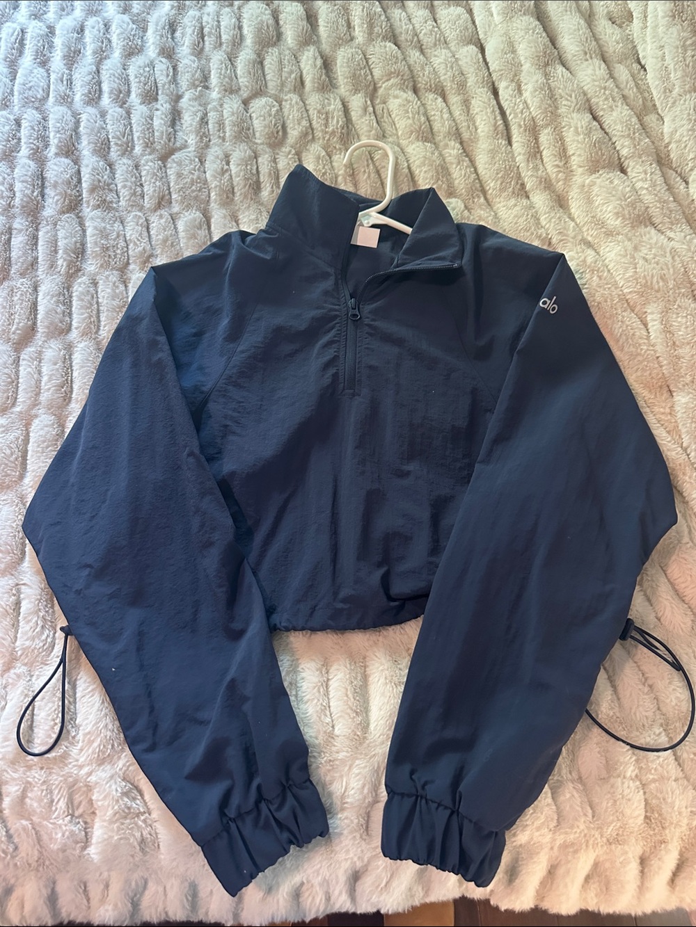 ALO Yoga Navy Cropped Alumni Jacket NWOT XS